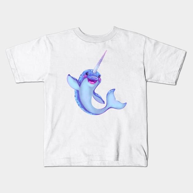 Friendly Narwhal Kids T-Shirt by AnnieMcBeth